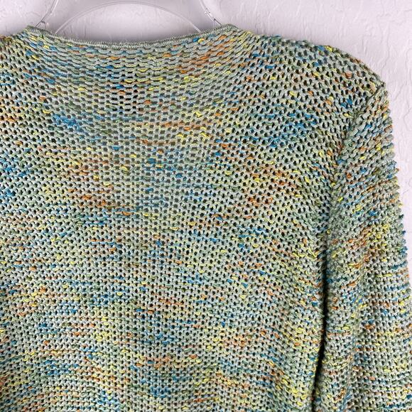 BCBGMaxAzria Ruffled Marled Knit Cardigan Green Multi Womens Size XL Boho Y2K - Picture 6 of 10